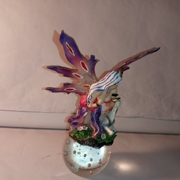 PURPLE FAIRY WITH WINGSSIDE BY SIDE WITH A WHITE UNICORN PAPER WEIGHT - Picture 6 of 8